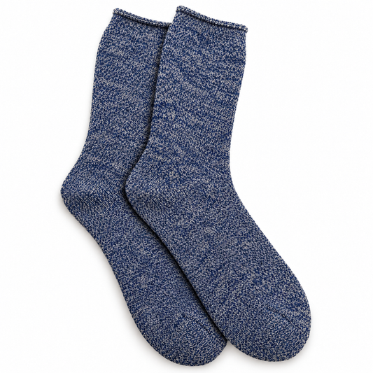 Fleece huissokken blauw