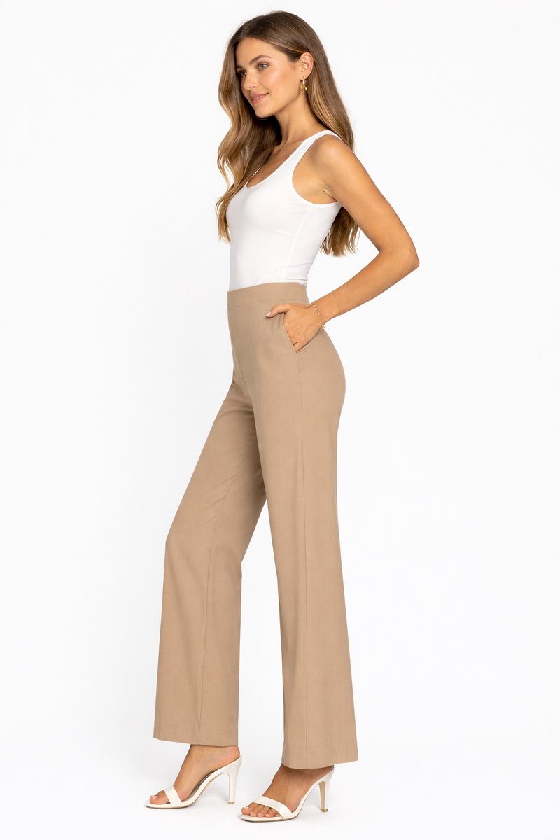 Elegante dames pantalon – Beige – zijaanzicht