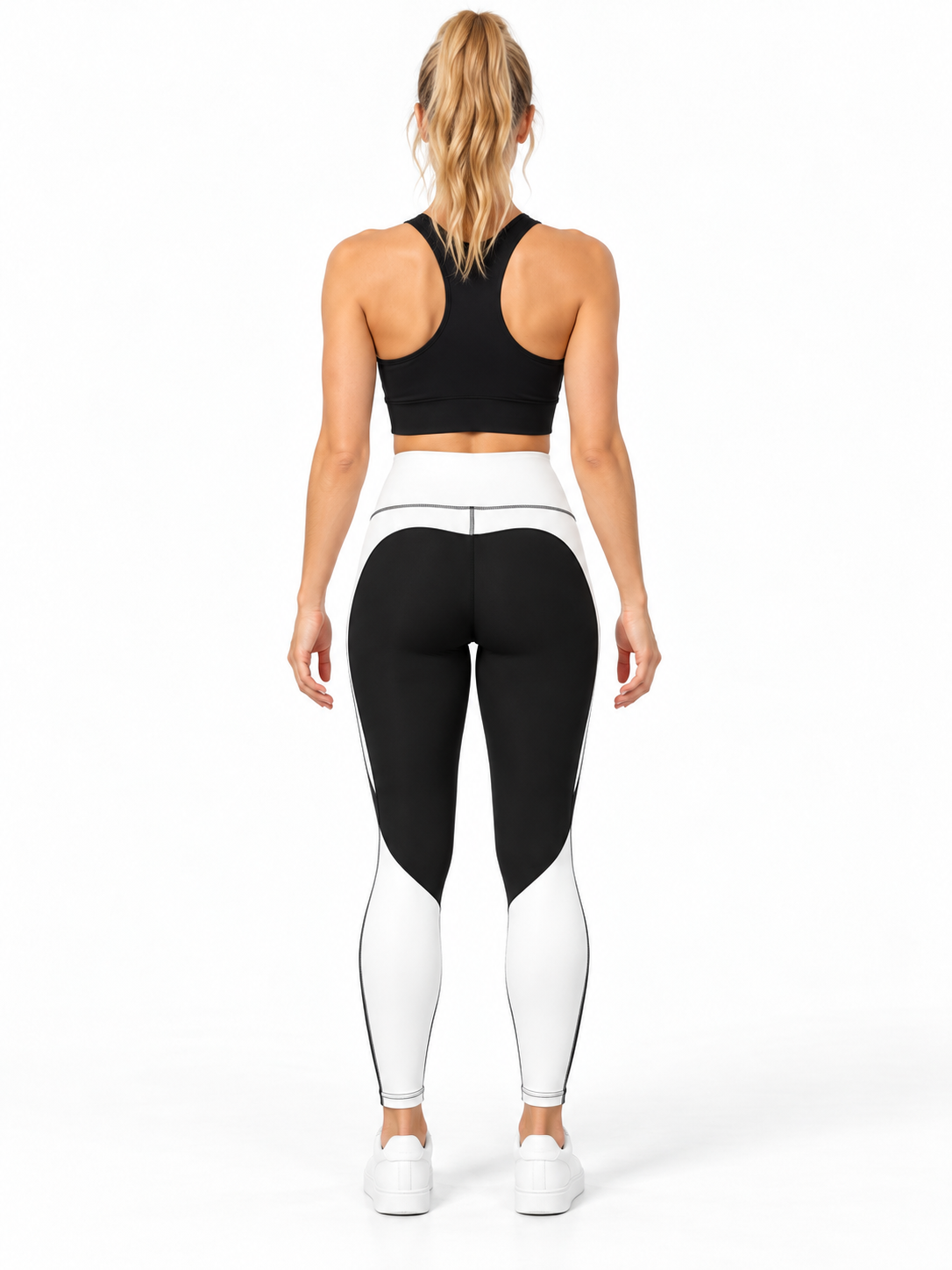 Trendy Zebra Hoge Taille Sportlegging zwart-wit — achteraanzicht