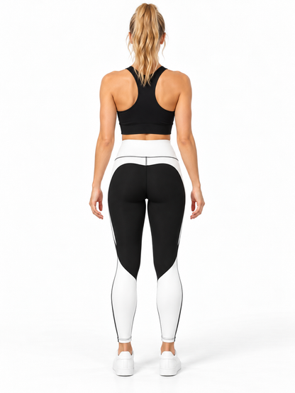 Trendy Zebra Hoge Taille Sportlegging zwart-wit — achteraanzicht